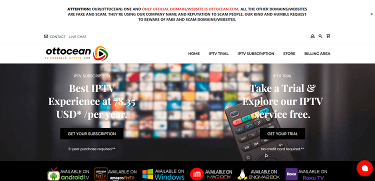 ottocean-IPTV-website