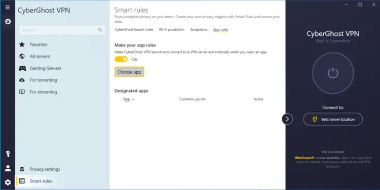 Cyberghost-Automatic-app-selection