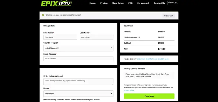 EPIX-IPTV-Prmemium Subscription