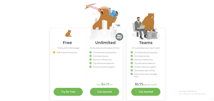 Tunnel-Bear-Pricing-Plan