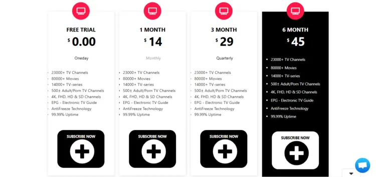 StreamViewIPTV-subscribtion-plans