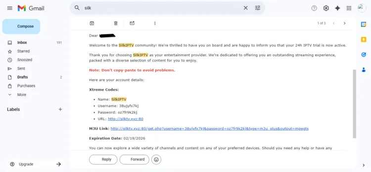 SILK-IPTV-login-credentials