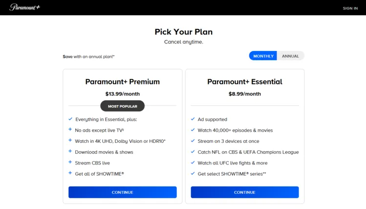 paramount+ pricing