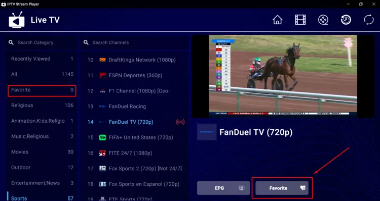 IPTV Stream Player Favourite