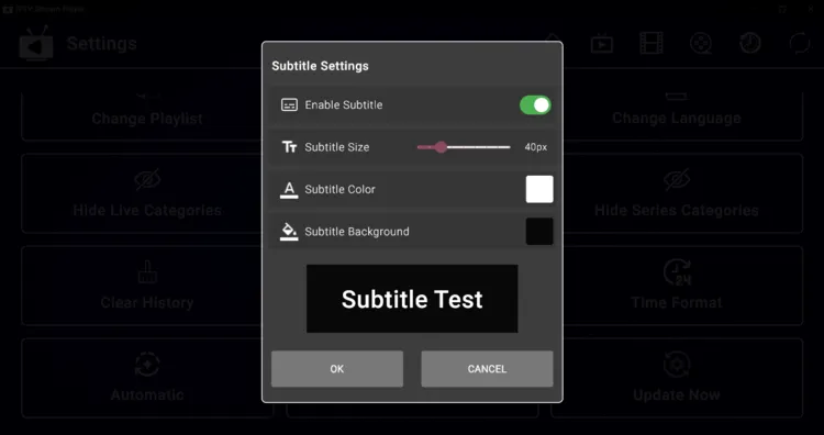 IPTV-Stream-Player-subtitle-settings