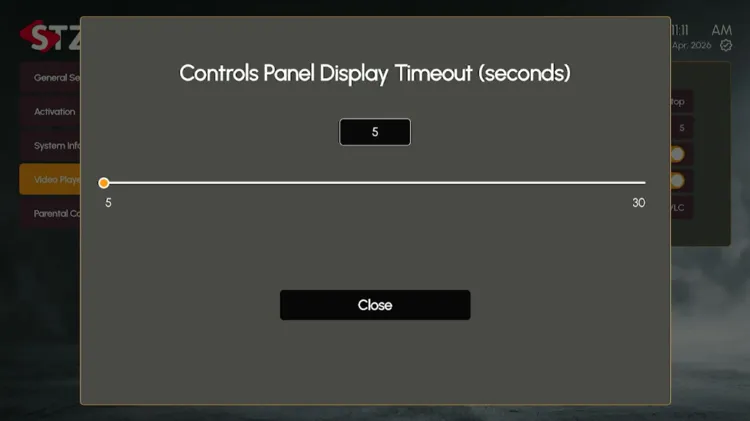 STZ-Player-control-panel-display-timeout