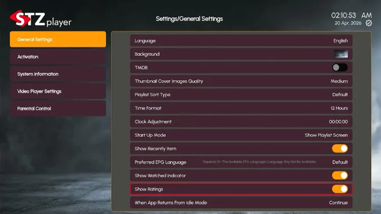 STZ-Player-show-ratings