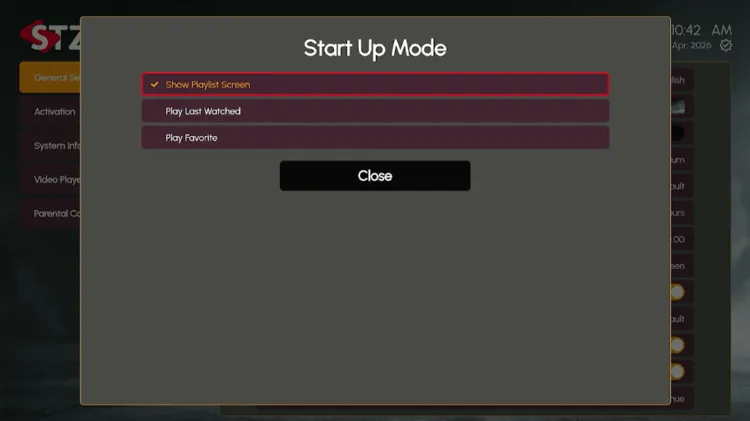 STZ-Player-start-up-mode