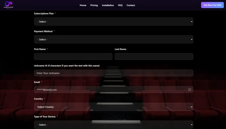 Limitless-IPTV-fill-the-form