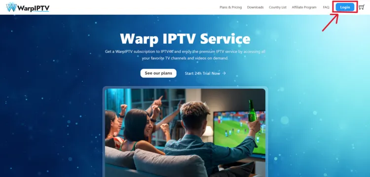 Warp-IPTV-click-on-login